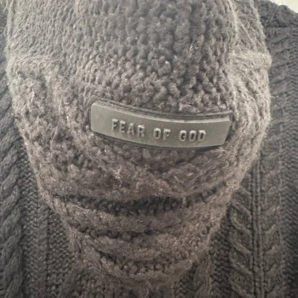 Essentials fear of God, black Cable Knit Men's Sweater - Picture 6 of 8